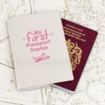 Personalised 'My First Passport' Cream Leather Passport Holder