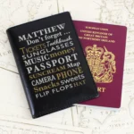Personalised 'Don't Forget...' Black Leather Passport Holder