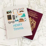 Personalised Male Essentials Design Cream Leather Passport Holder