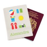 Personalised Bright Beach Essentials Design Cream Leather Passport Holder - Image 2