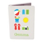 Personalised Bright Beach Essentials Design Cream Leather Passport Holder - Image 3