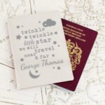 Personalised 'Twinkle Twinkle Little Star' Cream Leather Passport Holder