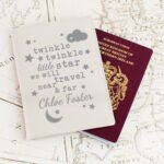 Personalised 'Twinkle Twinkle Little Star' Cream Leather Passport Holder - Image 3
