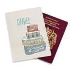 Personalised Suitcases Motif Cream Leather Passport Holder - Image 2