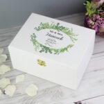 Personalised Fresh Botanical Design White Wooden Keepsake Box