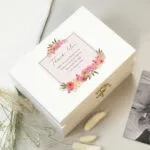 Personalised Floral Wishes Design White Wooden Keepsake Box