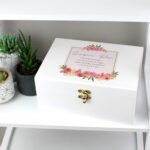 Personalised Floral Wishes Design White Wooden Keepsake Box - Image 3