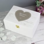 Personalised Rustic Heart Design White Wooden Keepsake Box