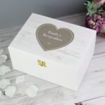 Personalised Rustic Heart Design White Wooden Keepsake Box - Image 2
