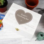 Personalised Rustic Heart Design White Wooden Keepsake Box - Image 4