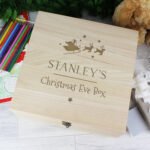 Personalised Santa & Reindeer Motif Large Wooden Christmas Eve Box - Image 3