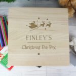 Personalised Santa & Reindeer Motif Large Wooden Christmas Eve Box - Image 4