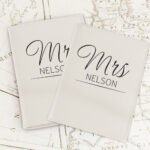 Personalised Classic 'Mr & Mrs' Cream Leather Passport Holder Set