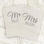 Personalised Classic 'Mr & Mrs' Cream Leather Passport Holder Set