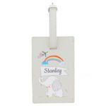 Personalised Children's Hessian Elephant Design Cream Leather Luggage Tag - Image 3