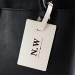 Personalised Classic Initials Cream Leather Luggage Tag