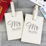 Personalised Couples Classic Cream Leather Luggage Tag Set - Image 3