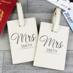 Personalised Couples Classic Cream Leather Luggage Tag Set - Image 4