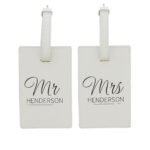 Personalised Couples Classic Cream Leather Luggage Tag Set - Image 5