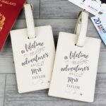 Personalised 'A Lifetime of Adventures' Couples Cream Leather Luggage Tag Set - Image 4