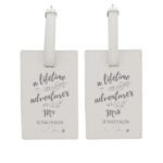 Personalised 'A Lifetime of Adventures' Couples Cream Leather Luggage Tag Set - Image 5