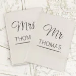 Personalised Couples Cream Leather Passport Holder Set