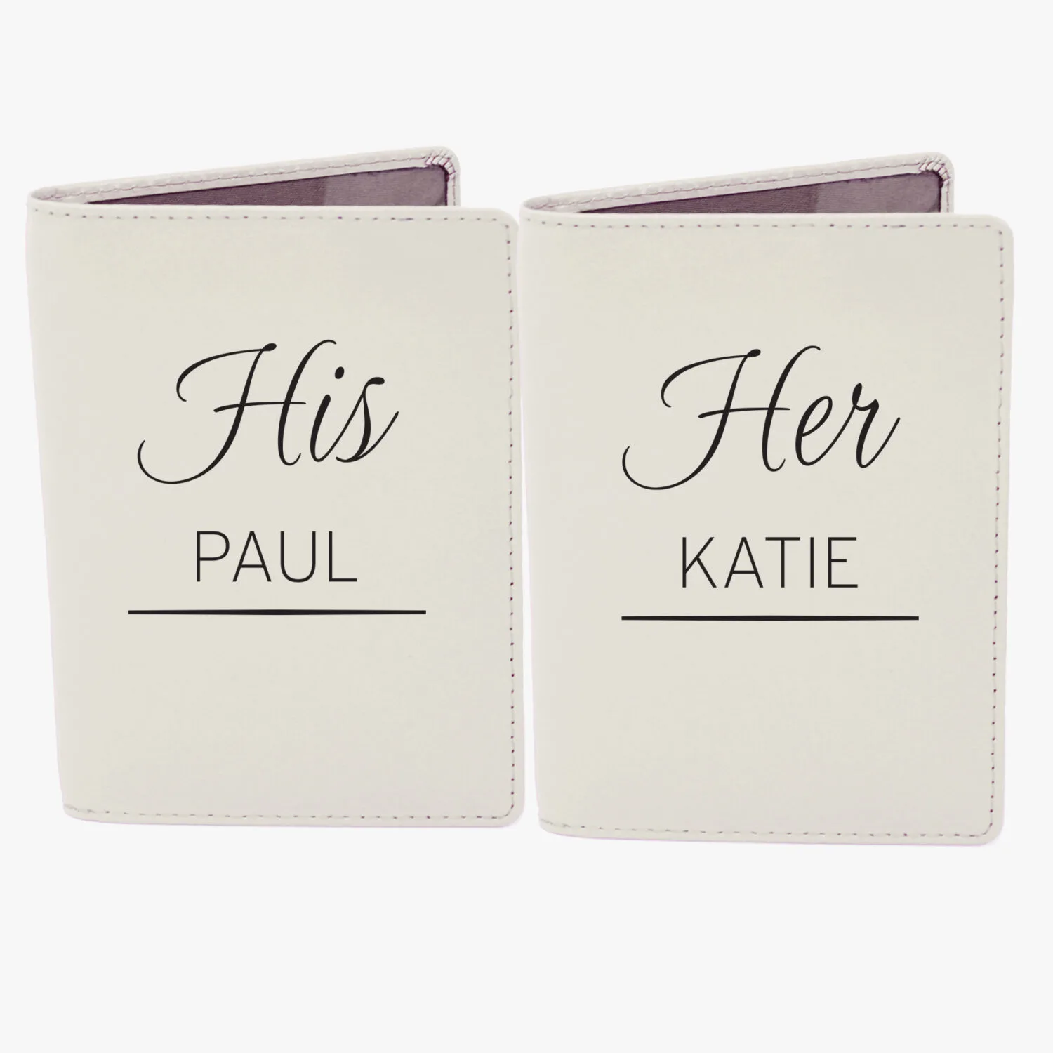Personalised Couples Cream Leather Passport Holder Set - Image 6