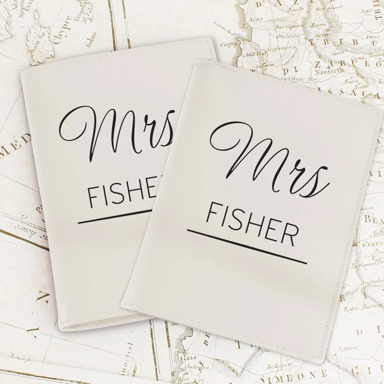 Personalised Couples Cream Leather Passport Holder Set - Image 2