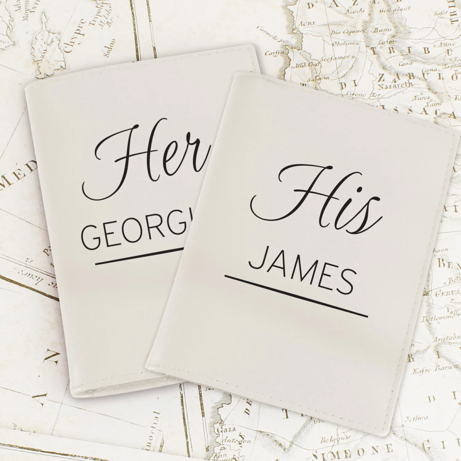 Personalised Couples Cream Leather Passport Holder Set - Image 3