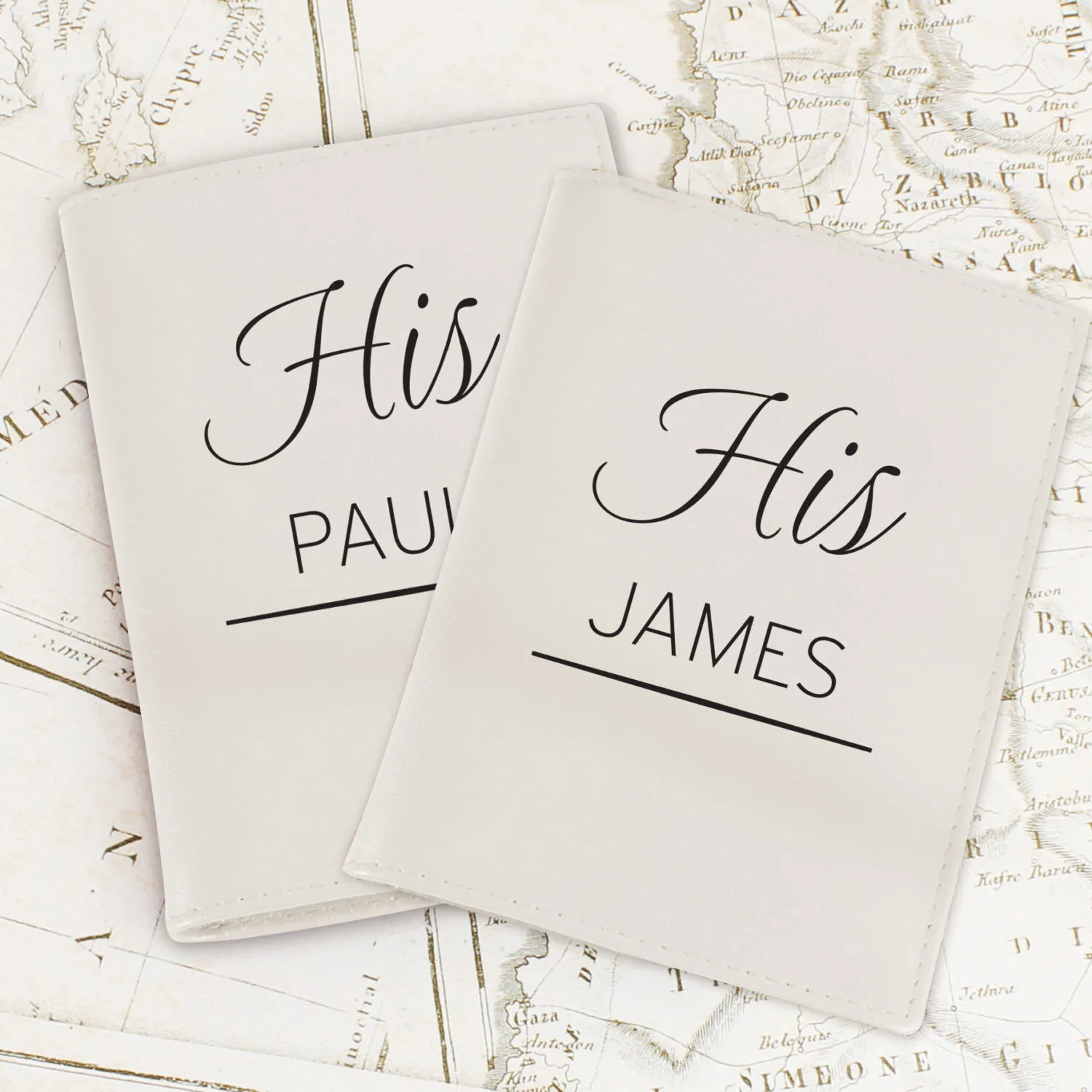 Personalised Couples Cream Leather Passport Holder Set - Image 4