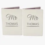 Personalised Couples Cream Leather Passport Holder Set - Image 7