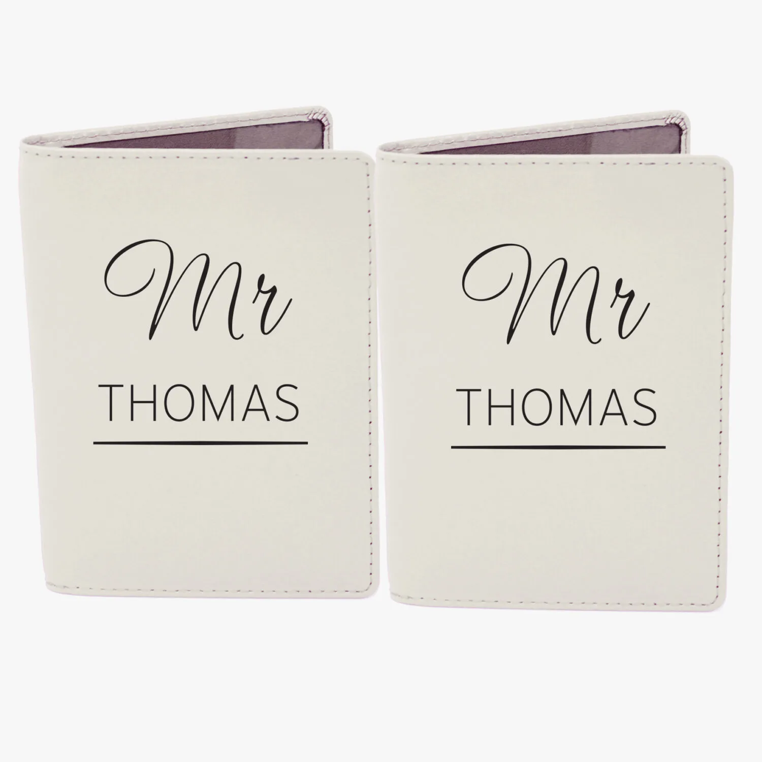 Personalised Couples Cream Leather Passport Holder Set - Image 7