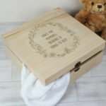 Personalised Any Message Floral Wreath Design Large Wooden Keepsake Box - Image 3