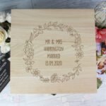 Personalised Any Message Floral Wreath Design Large Wooden Keepsake Box - Image 4