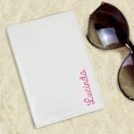 Personalised Pink Name Cream Leather Passport Holder