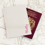 Personalised Pink Name Cream Leather Passport Holder - Image 2