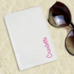 Personalised Pink Name Cream Leather Passport Holder - Image 3