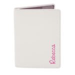 Personalised Pink Name Cream Leather Passport Holder - Image 5