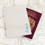 Personalised Blue Name Cream Leather Passport Holder - Image 2