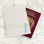 Personalised Blue Name Cream Leather Passport Holder - Image 4