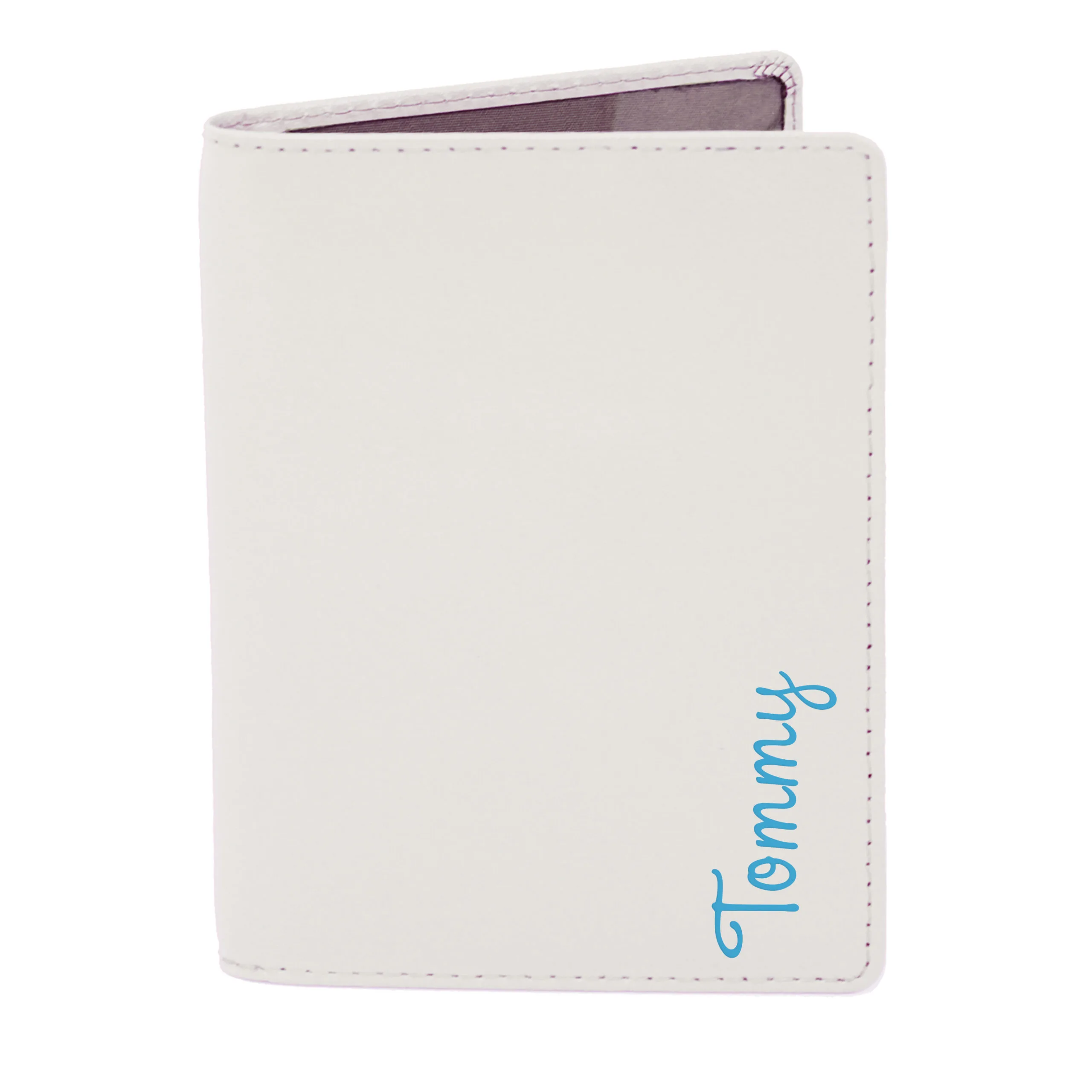 Personalised Blue Name Cream Leather Passport Holder - Image 5