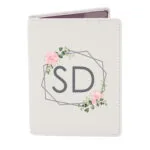 Personalised Initials Floral Design Cream Leather Passport Holder - Image 3