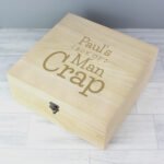 Personalised 'Box of Man Crap' Large Wooden Keepsake Box