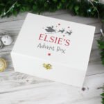 Personalised Santa & Reindeer Motif White Wooden Christmas Eve Box - Image 4