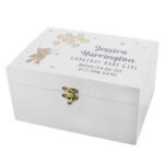 Personalised Teddy & Balloons Design New Baby White Wooden Keepsake Box - Image 6