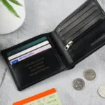 Personalised Any Message Black Leather Wallet