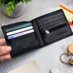 Personalised Any Message Black Leather Wallet - Image 3