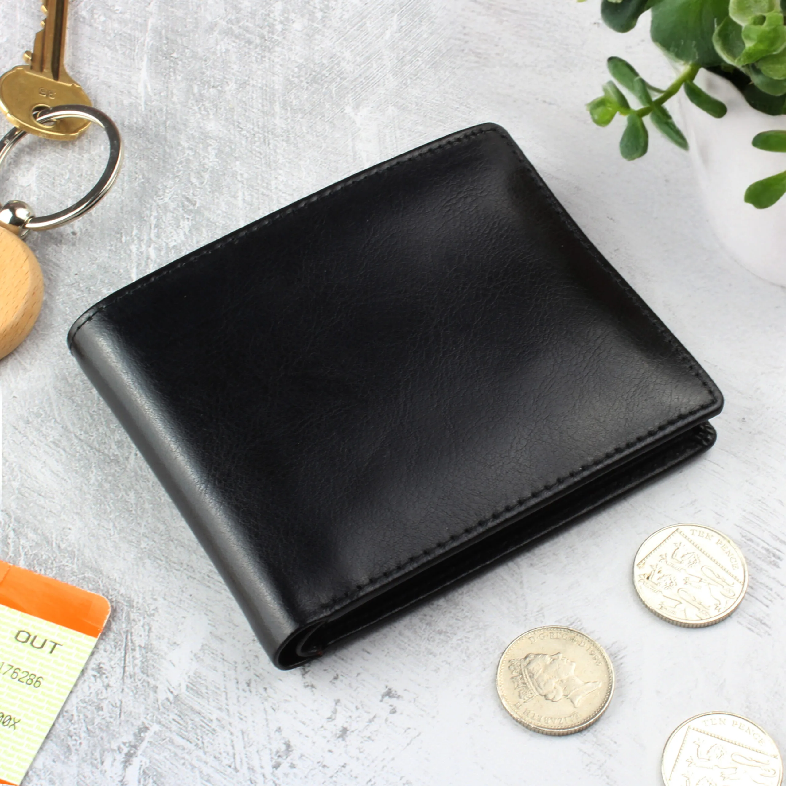Personalised Any Message Black Leather Wallet - Image 4