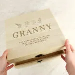 Personalised Any Message Floral Design Large Wooden Keepsake Box