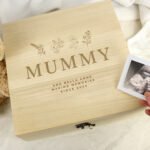 Personalised Any Message Floral Design Large Wooden Keepsake Box - Image 3